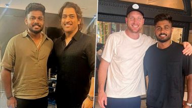 '2 of My Favourites' Sanju Samson Meets MS Dhoni and Rajasthan Royals' Teammate Jos Buttler, Shares Post on Instagram