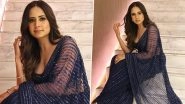 Sargun Mehta in Shimmery Blue Saree is Ethnic Fashion Done Right This Festive Season! (See Pics)