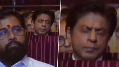 Shah Rukh Khan Caught 'Napping' Behind Maharashtra CM Eknath Shinde at IOC Session 2023; Hilarious Video Surfaces Online- WATCH