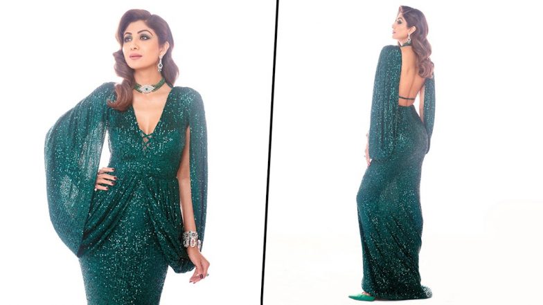 Shilpa Shetty's Shimmery Green Backless Gown is the Perfect Choice For a Glam Party Night (See Pics)