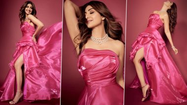 Shilpa Shetty Kundra Stuns in a Beautiful Strapless Pink Gown With Thigh-High Slit (See Pics)