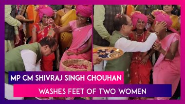 Shivraj Singh Chouhan Washes Feet Of Women At CM Ladli Behna Sammelan In Burhanpur, Announces 35% Quota For Women In Government Jobs