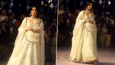 Sonam Kapoor Stuns in Ivory Anarkali Suit, Walks the Ramp for First Time After Giving Birth to Son (Watch Video)