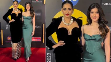 MAMI 2023: Sonam Kapoor Looks Beautiful in Black Dress; Shanaya Kapoor Serves Major Prom Inspo in a Gorgeous Corset Gown (Watch Video)