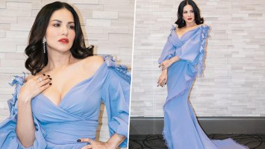 Sunny Leone Looks Straight out of a Fairytale in This Beautiful Powder Blue Off-Shoulder Gown! (View Pics)