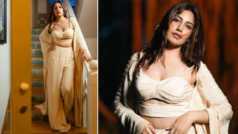 'Dandiyas Out??' Surbhi Chandna Looks Hot as Hell in a Beige Co-Ord Set With Cape-Style Shrug (View Pics)