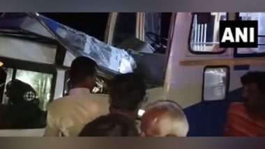 Tamil Nadu Road Accident: Several Feared Dead As Car Collides With Bus On Sangam-Krishnagiri Highways in Tiruvannamalai (Watch Video)