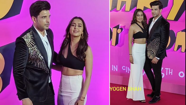 Thank You For Coming: Karan Kundrra’s Girlfriend Tejasswi Prakash Joins Him for the Screening of His Upcoming Film (Watch Video)