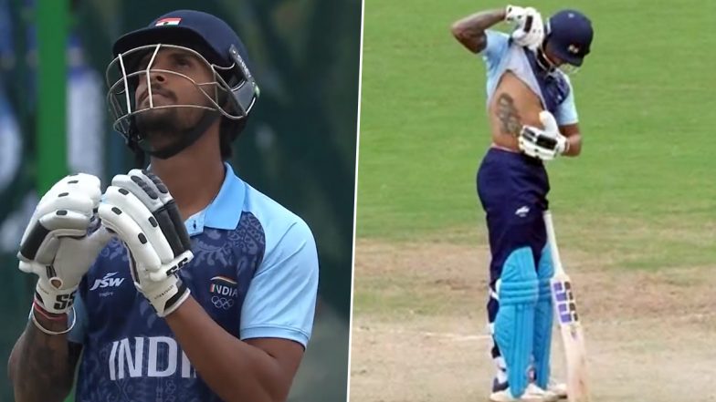 Tilak Varma Lifts Jersey to Reveal His Parents’ Tattoos While Celebrating Half-Century During India vs Bangladesh Asian Games 2023 Semifinal, Video Goes Viral!