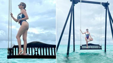 Monokini-Clad Tina Datta Puts Her Sexy Bod on Display As She Poses on Swing Amid Sea in Maldives (View Pics)