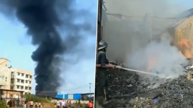 Gujarat Fire: Massive Blaze Erupts at Scrap Warehouse in Valsad, Fire Brought Under Control; No Casualties Reported (Watch Video)