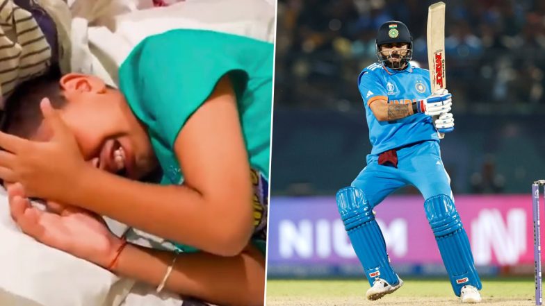 Young Virat Kohli Fan Breaks Down In Tears After Star Indian Cricketer Misses Century During IND vs NZ ICC Cricket World Cup 2023 Match, Video Goes Viral!