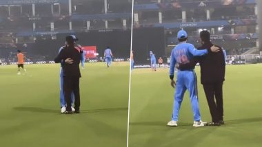 Virat Kohli Hugs Suresh Raina During Innings Break of IND vs ENG ICC Cricket World Cup 2023 Match in Lucknow, Video Surfaces