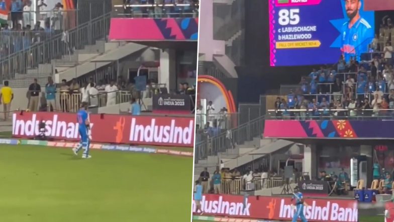 Virat Kohli Receives Standing Ovation from Chepauk Crowd As He Walks Back to Pavilion After Scoring 85 in IND vs AUS ICC Cricket World Cup 2023 Match, Video Goes Viral