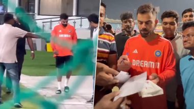 Virat Kohli Signs Autograph for Fans After Practice Session Ahead of IND vs AUS ICC Cricket World Cup 2023 Match, Video Goes Viral!