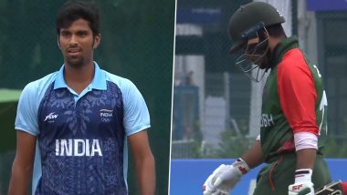 Washington Sundar Takes Two Wickets in One Over During India vs Bangladesh Asian Games 2023 Semifinal Cricket Match (Watch Video)