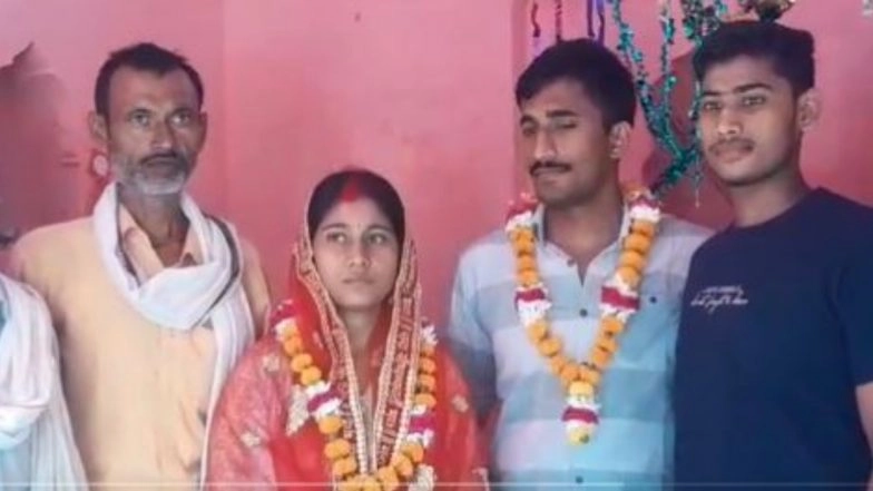 Indian Army Jawan Takes Kanpur Dehat Police Help To Marry Woman of His Choice Inside Police Station (Watch Video)