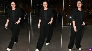 New Bride Parineeti Chopra in Black Pantsuit Flaunts Her &lsquo;Sindoor and Pink Chooda&rsquo; As She Returns to Mumbai (View Pics)
