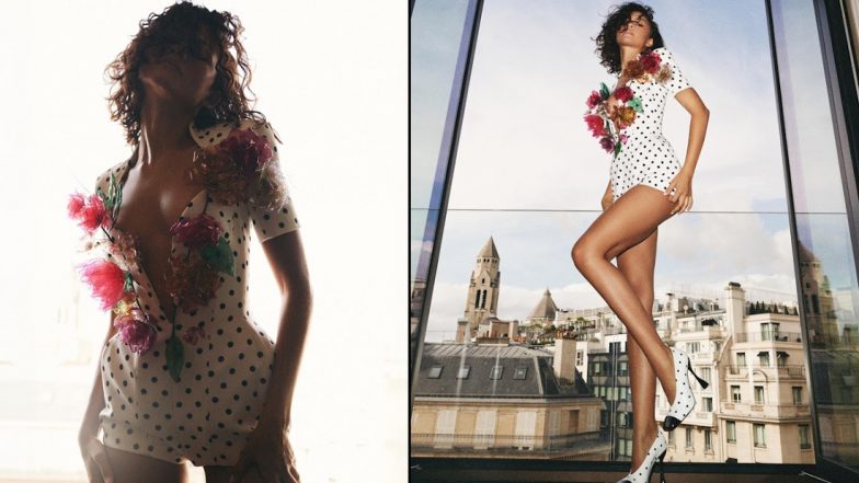 Zendaya Looks Breathtaking in Black and White Polka Dot Playsuit With a Plunging Neckline and High Heels (See Pics)