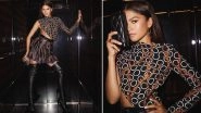 Zendaya Stuns in One-Shoulder Printed Black Top and Mini Skirt Paired With Thigh-High Stiletto Boots (See Pics)