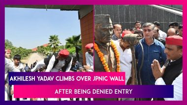 Akhilesh Yadav Jumps Over JPNIC Boundary Wall After Being Denied Entry To Pay Tribute To Jayaprakash Narayan On His Birth Anniversary