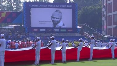 Australia, Netherlands Players Observe One Minute Silence in Honour of Bishan Singh Bedi At the Start of AUS vs NED CWC 2023 Match