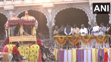 Mysuru Dasara 2023: Karnataka CM Siddaramaiah, Deputy CM DK Shivakumar Attend ‘Mysuru Dasara’ Celebrations (Watch Video)