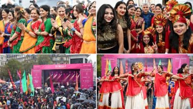 Diwali at Trafalgar Square: London Mayor Sadiq Khan Organises Annual Diwali Celebration at Trafalgar Square; Featuring Indian Traditional Dances, Music and Activities (Watch Videos)