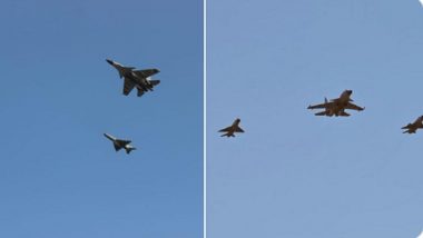 Legendary MiG-21 Bison Fighter Jets Fly for the Last Time Over Barmer Town of Rajasthan, Indian Air Force No 4 Squadron To Get Sukhoi-30MKIs (Watch Video)