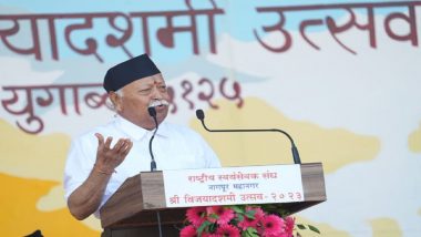 RSS Chief Mohan Bhagwat Calls on India To Lead Path to Peace Amid Israel-Hamas Conflict (Watch Video)