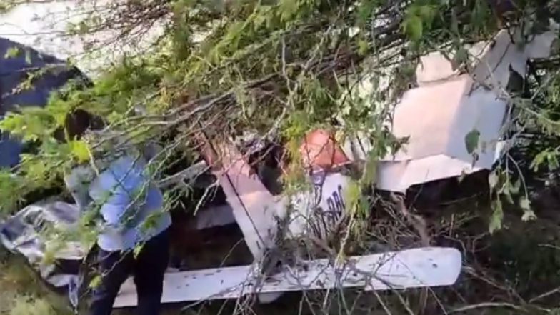 Maharashtra Plane Crash Video: Training Aircraft Crashes in Pune’s Baramati, Woman Pilot Injured