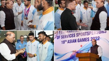 Defence Minister Rajnath Singh Announces Cash Prizes to Armed Forces Personnel for Winning Medals at 19th Asian Games at Hangzhou