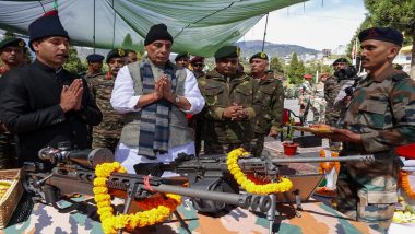 Dussehra 2023: Rajnath Singh Performs ‘Shastra Puja’ in Arunachal Pradesh’s Tawang; Hails Indian Army for Guarding Border With Unwavering Commitment (Watch Video)