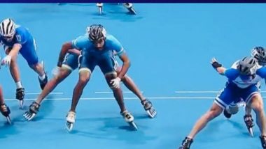 Indian Men's Team Win Bronze Medal in Roller Skating at Asian Games 2023; Aryan Pal, Anand Kumar, Siddhant and Vikram Finish Third in Speed Skating 3000m Relay Race