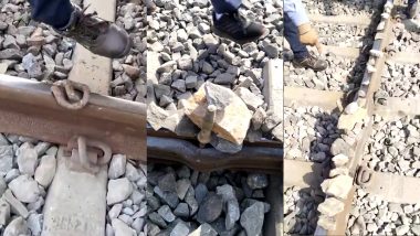 Train Accident Averted: Loco Pilots Stops Udaipur-Jaipur Vande Bharat Express at Gangarar-Soniyana Section After Noticing Ballast on Track (Watch Video)