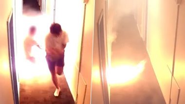 E-Bike Blast in Australia Video: Narrow Escape for Two Men After Battery of Malfunctioning Electric Motorcycle Explodes Inside Sydney Hostel