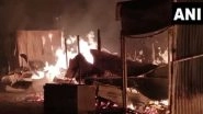 Uttar Pradesh Fire Video: 24 Shops Gutted As Massive Blaze Erupts in Firozabad&rsquo;s Kath Bazar Area