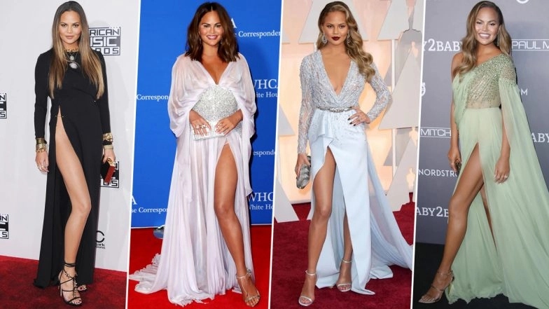 Chrissy Teigen Birthday: Check Out Most Sensuous Looks of the Supermodel in Thigh-High Slit Dresses!