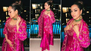 Sonakshi Sinha Shells Out Major Wedding Inspo in a Stunning Fuchsia Pink Ethnic Ensemble and Statement Jewellery (See Pics)