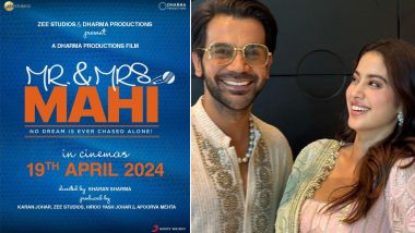 Mr and Mrs Mahi Release Date Announced: Janhvi Kapoor and Rajkummar Rao's Sports Drama to Hit Theaters on April 19, 2024 (View Poster)