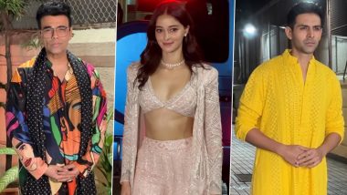 Sara Ali Khan Diwali Party Pics: Karan Johar, Ananya Panday, Kartik Aaryan, and Other B-Town Celebs Stun in Glamorous Outfits (Watch Videos)