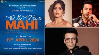 Mr and Mrs Mahi Release Date: Janhvi Kapoor and Rajkummar Rao's Sports Drama to Release on April 19, 2024, Announces Karan Johar