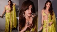 Rhea Chakraborty Switches on the Festive Mood in a Glamorous Yellow Sharara Set With a Net Dupatta and Statement Jewellery (View Pics)