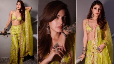 Rhea Chakraborty Switches on the Festive Mood in a Glamorous Yellow Sharara Set With a Net Dupatta and Statement Jewellery (View Pics)