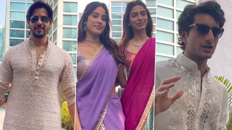 Sidharth Malhotra, Janhvi, Khushi Kapoor, Ibrahim Ali Khan and Others Attend Dharma’s Dhanteras Puja in Mumbai (Watch Videos)