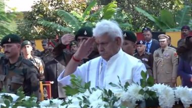 Rajouri Encounter: Jammu and Kashmir L-G Manoj Sinha Pays Tributes To Five Army Personnel Martyred in Clash With Terrorists (Watch Video)