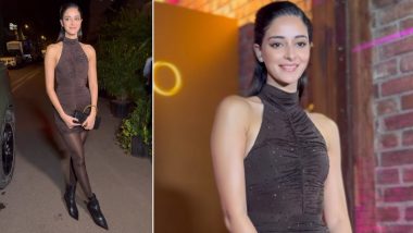 Ananya Panday Stuns in a Shimmery Brown Halter Neck Ensemble With a Matching Pantyhose and Sleek Hairdo