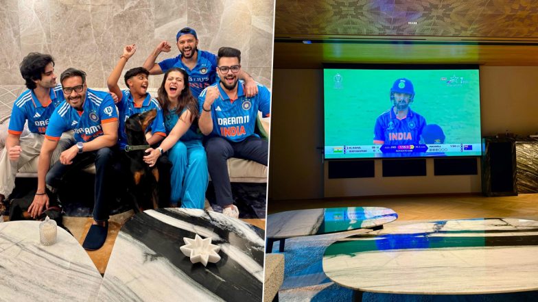 Ajay Devgn, Kajol, Yug and Vatsal Sheth Cheer for Team India From Home During IND vs AUS CWC 2023 Final (View Pics)