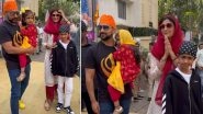 On Guru Nanak Jayanti, Shilpa Shetty and Raj Kundra Visit Gurudwara With Kids Samisha and Viaan (Watch Video)