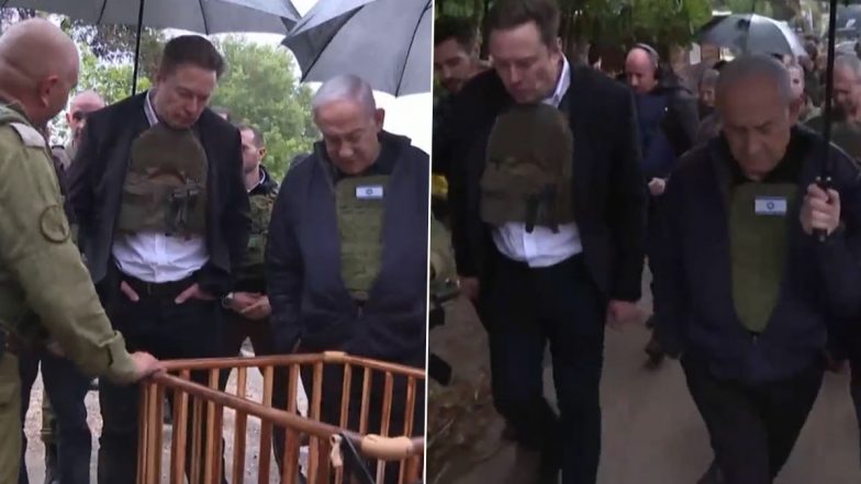 Elon Musk Meets Benjamin Netanyahu in Israel Amid War With Hamas, Tours Kibbutz (Watch Video)